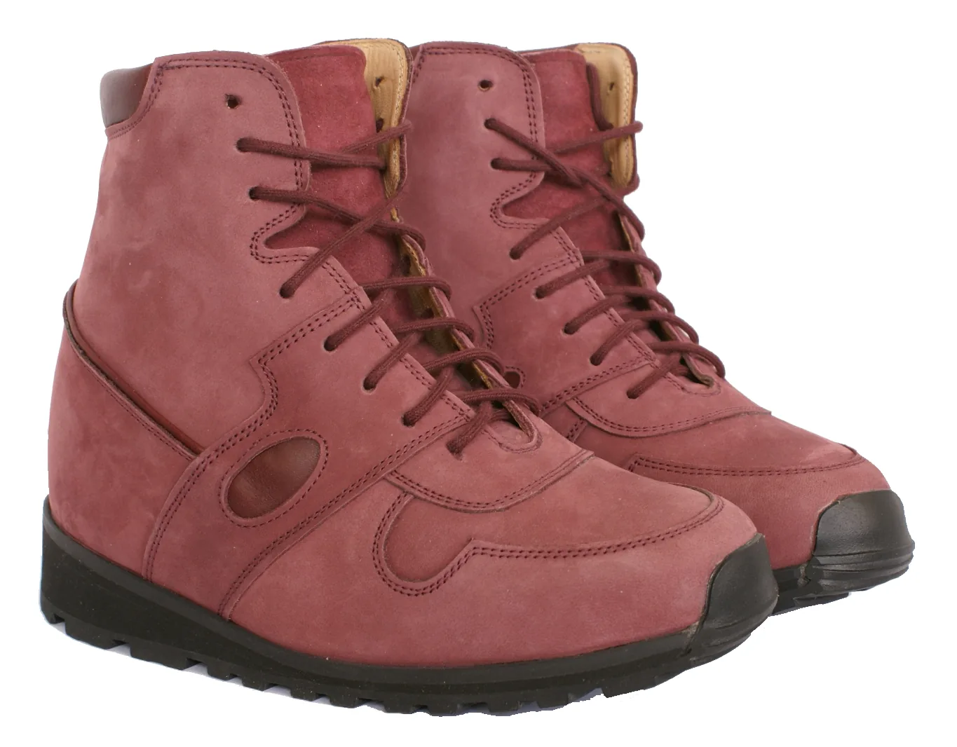 Bottine femme — nubuck bordeaux & découpe cœur