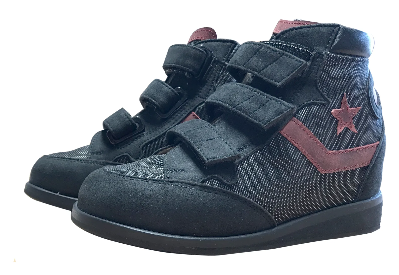 Sneaker montante enfant — noir & bordeaux