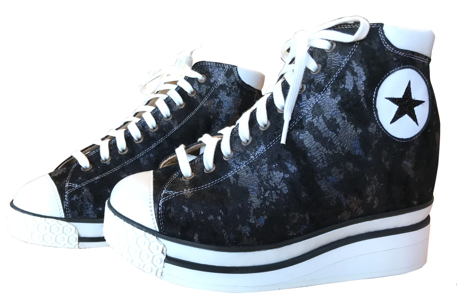 Sneaker montante à plateforme — noir & étoile